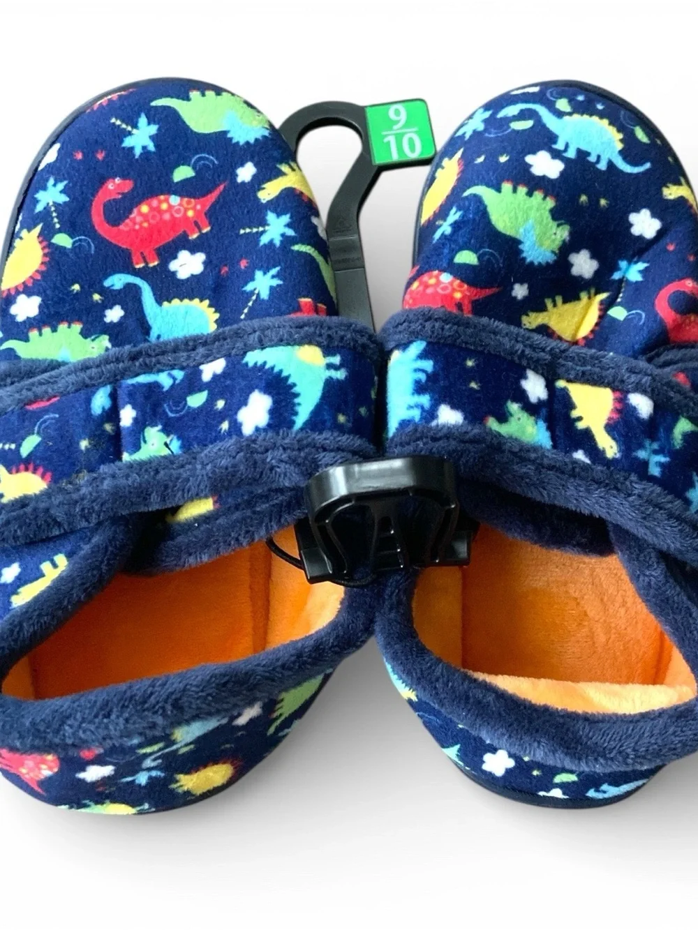 Kids Navy Dinosaur Slip-On house Shoes with a Strap size toddler 9-10